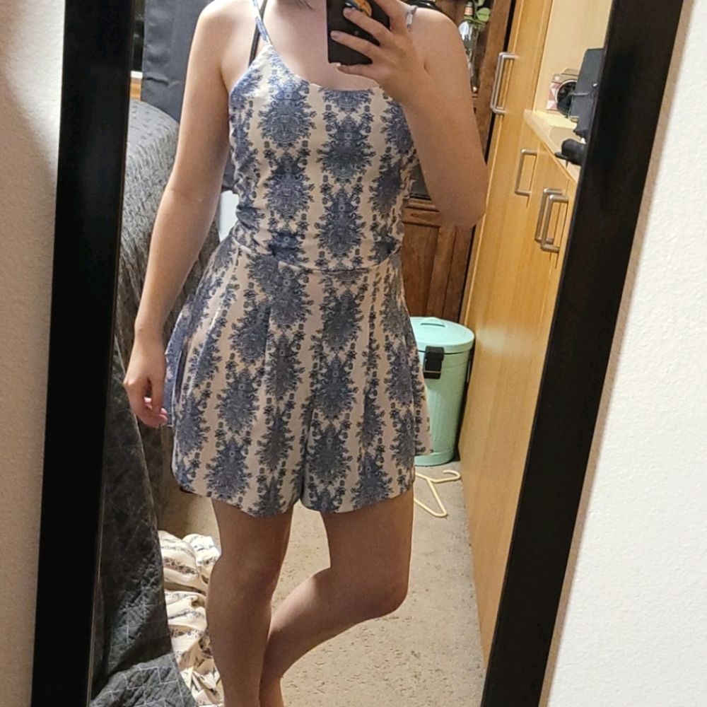 White and Blue Romper